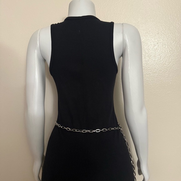 Silver tone metallic charm skinny chain belt - Picture 6 of 9